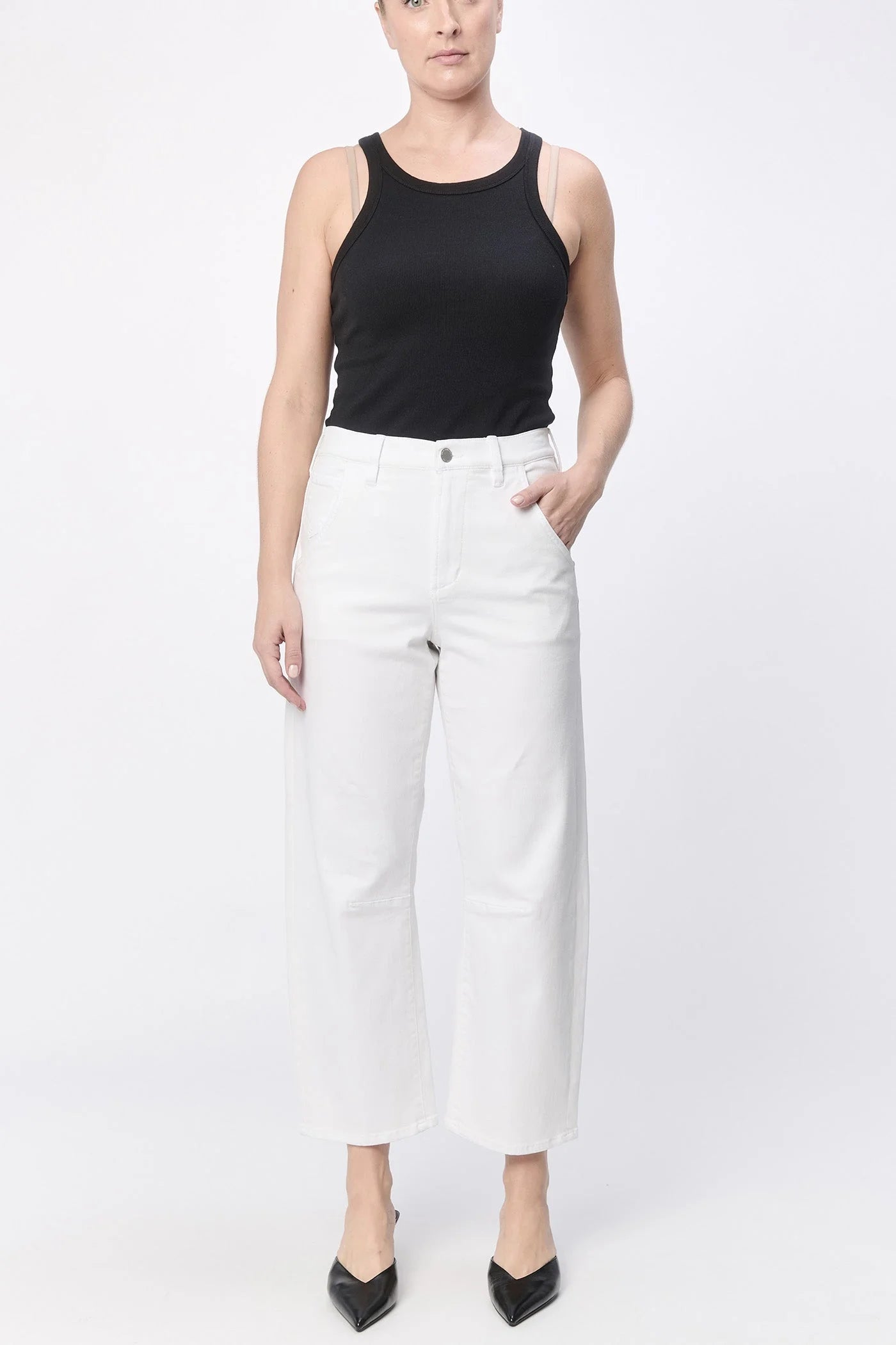 Lasso High Rise Cropped Pants - White