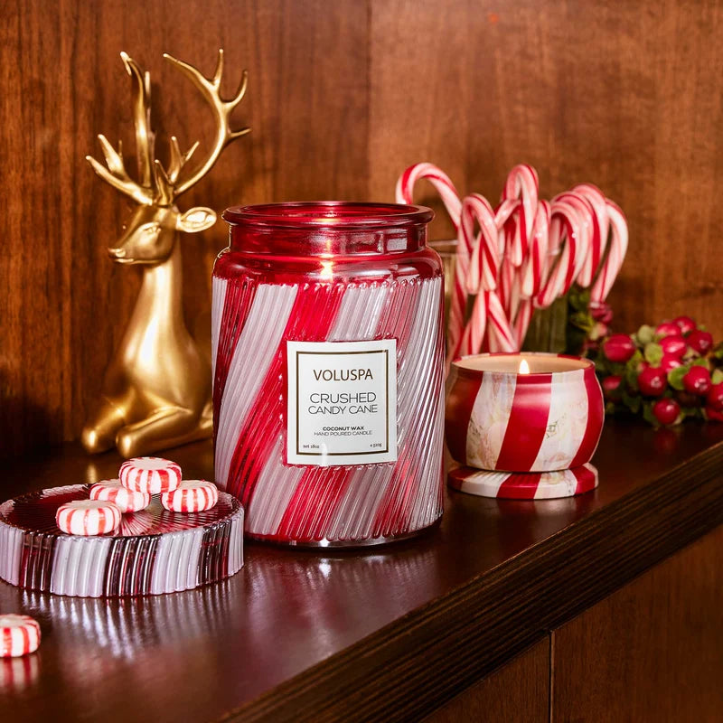 Voluspa Large Jar Glass Candle - Crushed Candy Cane