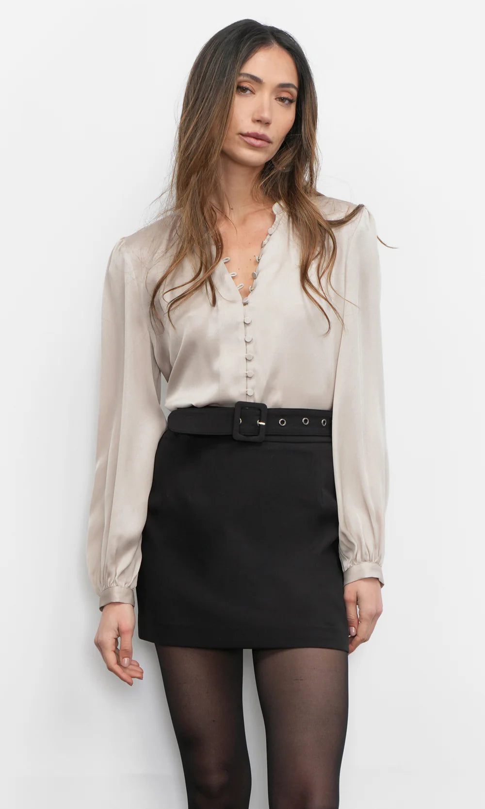 Aryanna Button Front Blouse - Chalk