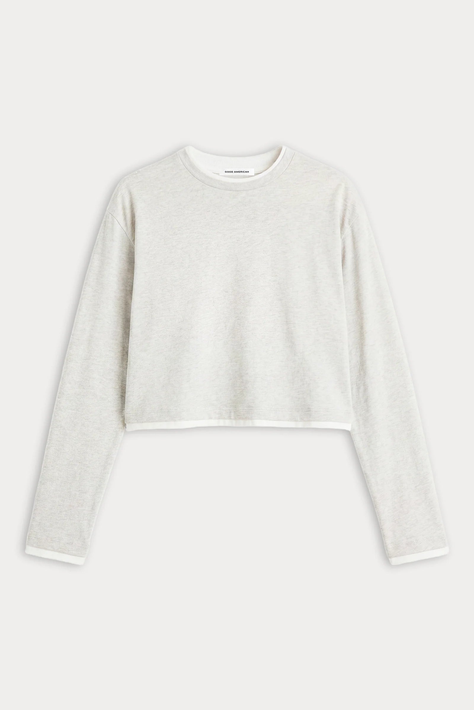 Good American - The Long Sleeve Layered Tee - Heather Grey