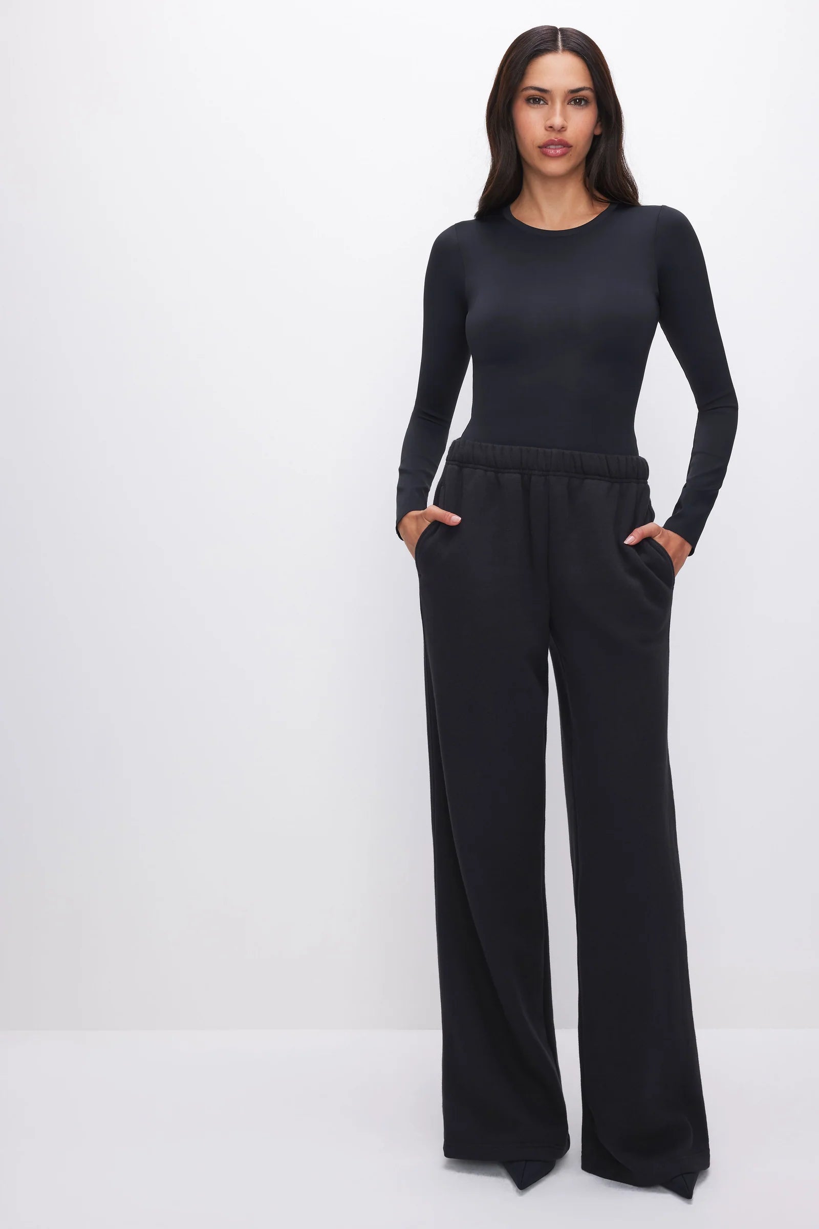 Good American - The Sculpting Modern Long Sleeve Bodysuit - Black
