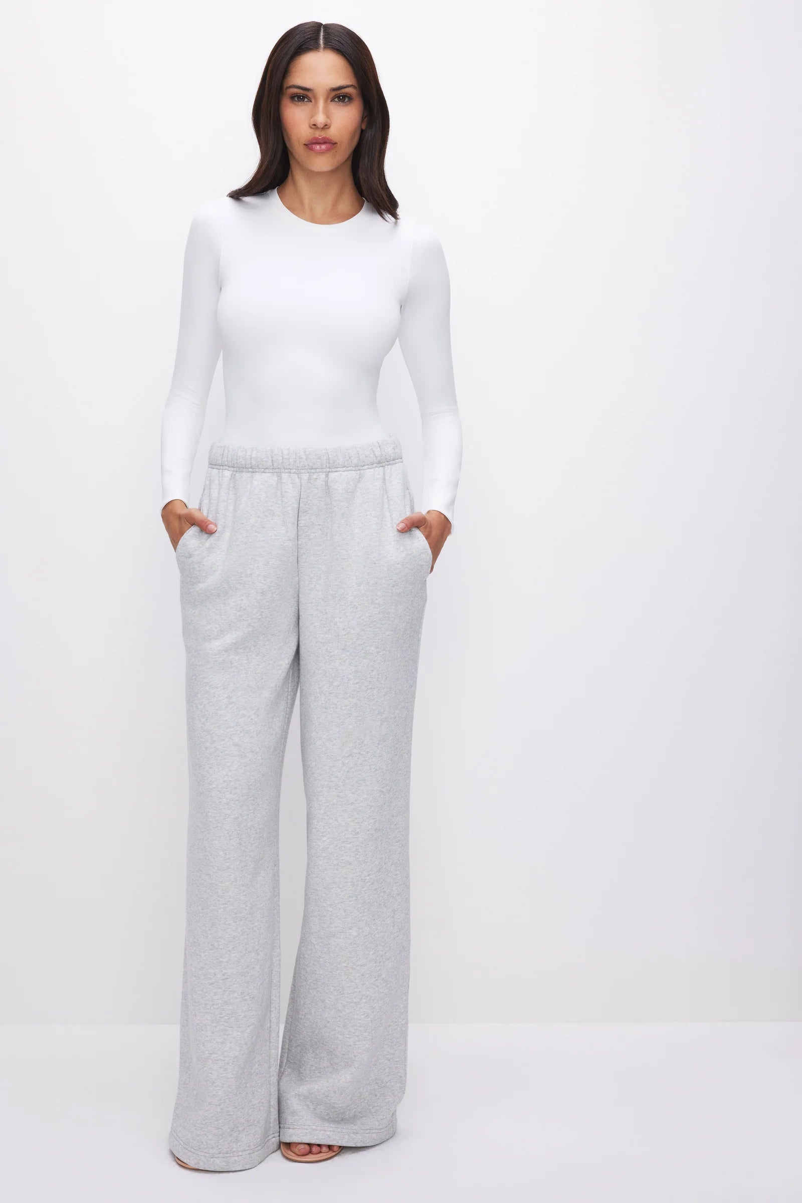 Good American - The Sculpting Modern Long Sleeve Bodysuit - White