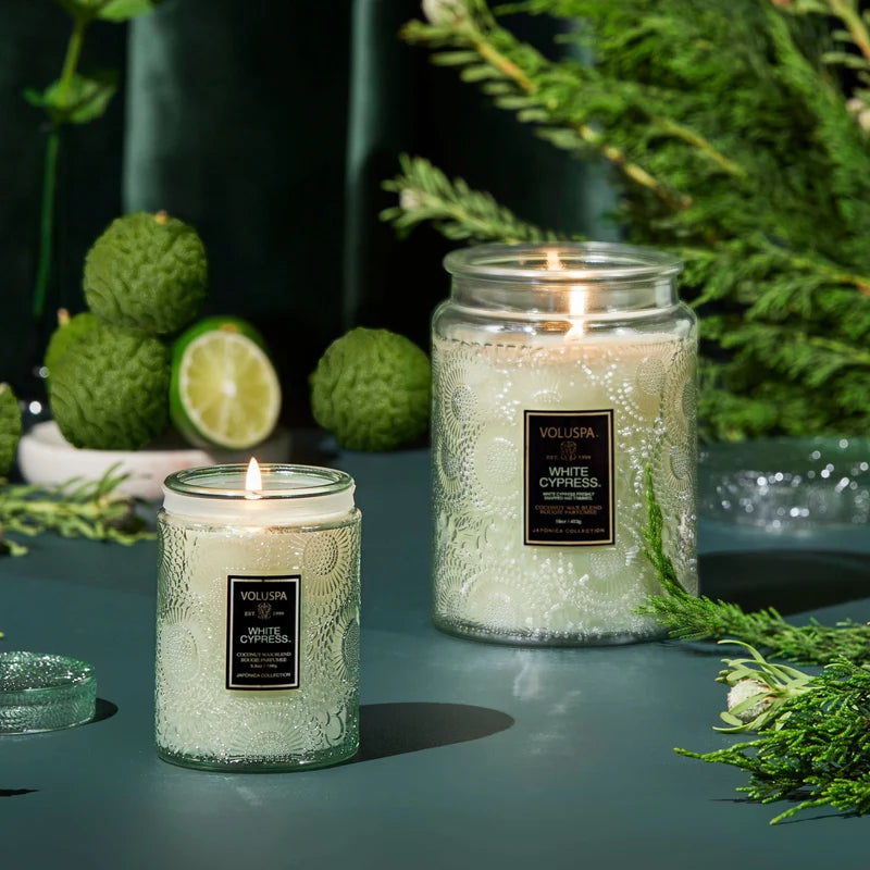 Voluspa - Large Jar Glass Candle - 18oz - White Cypress