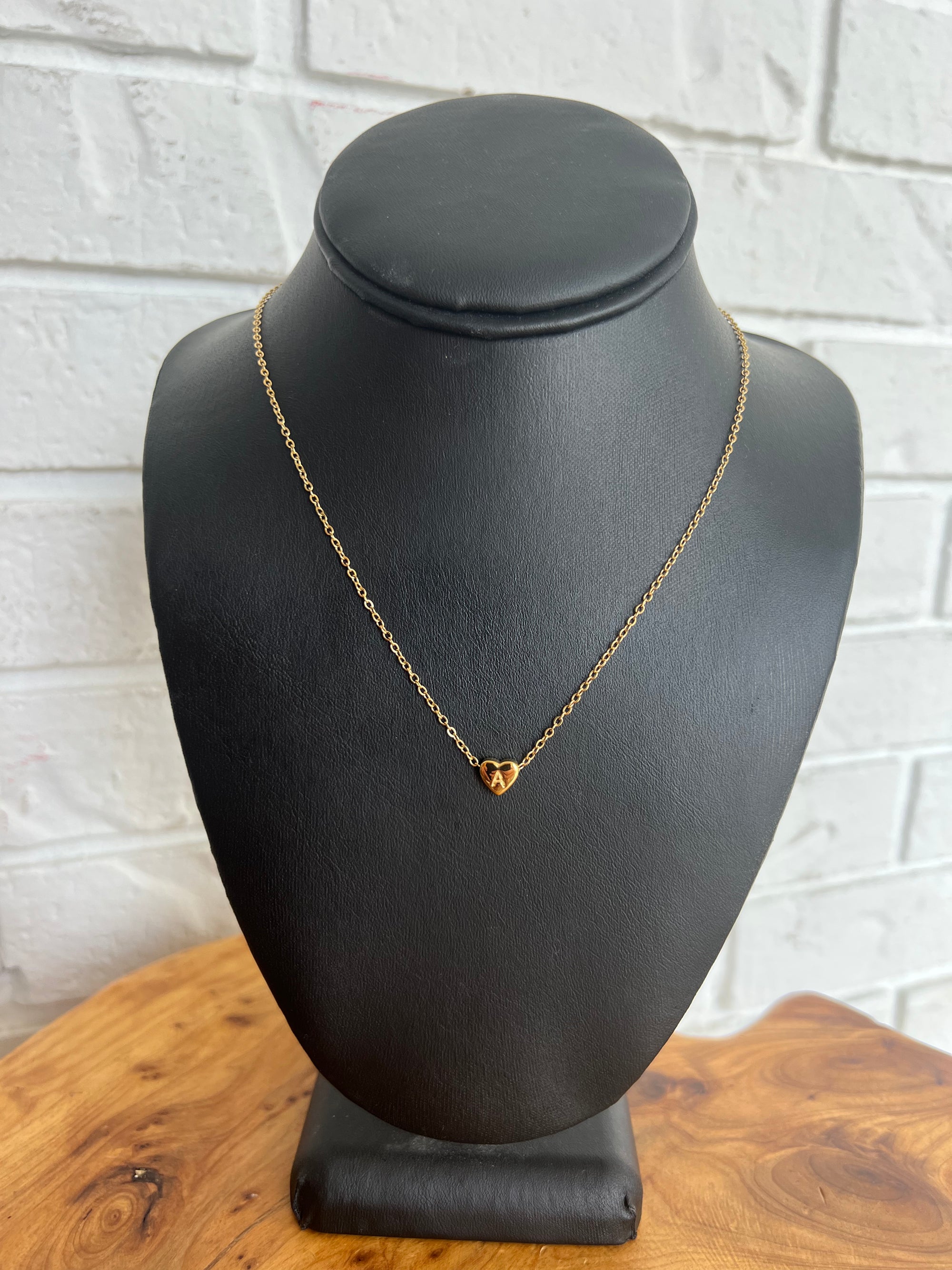 18K Mini Heart Initial Necklace