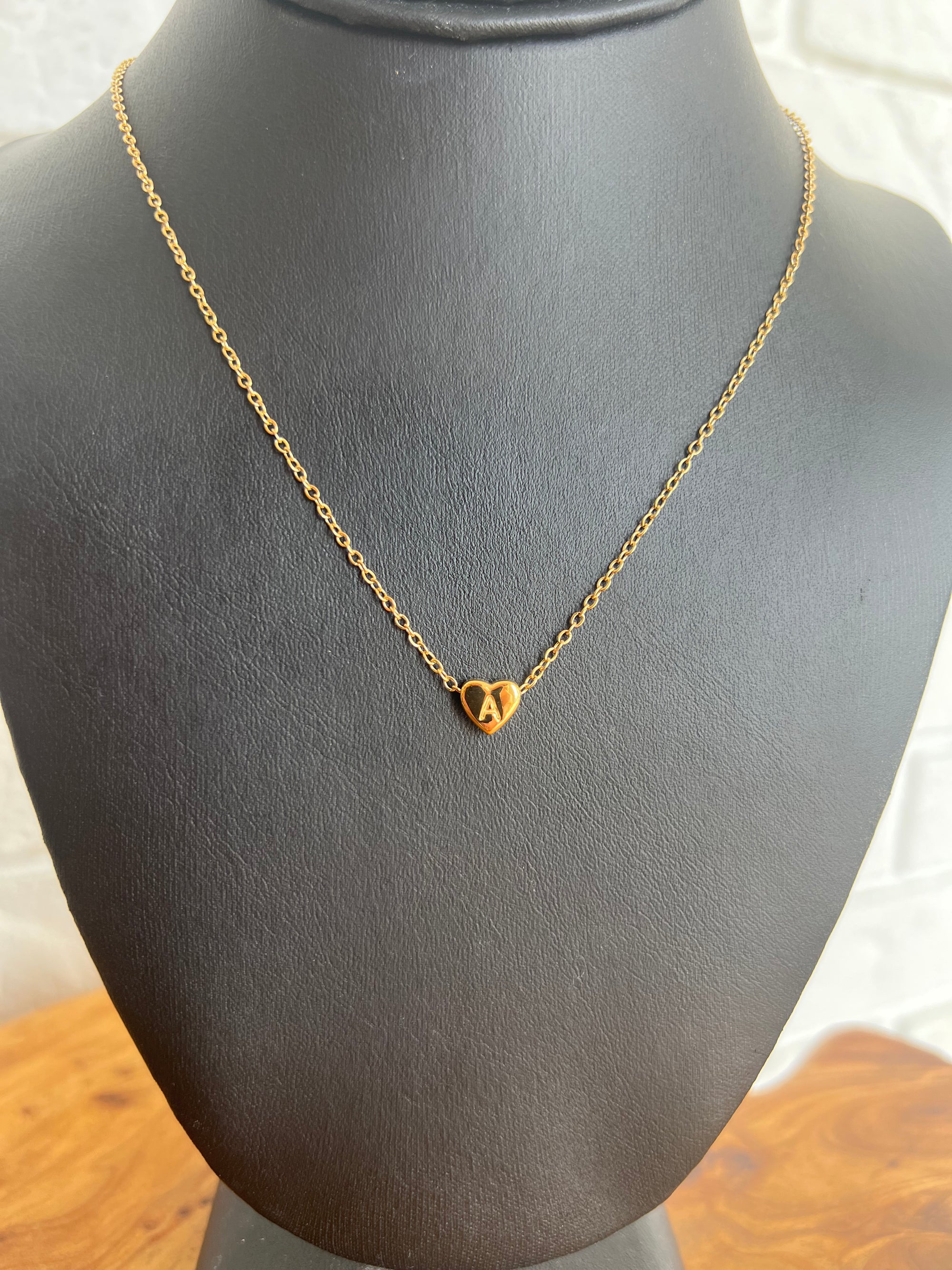 18K Mini Heart Initial Necklace