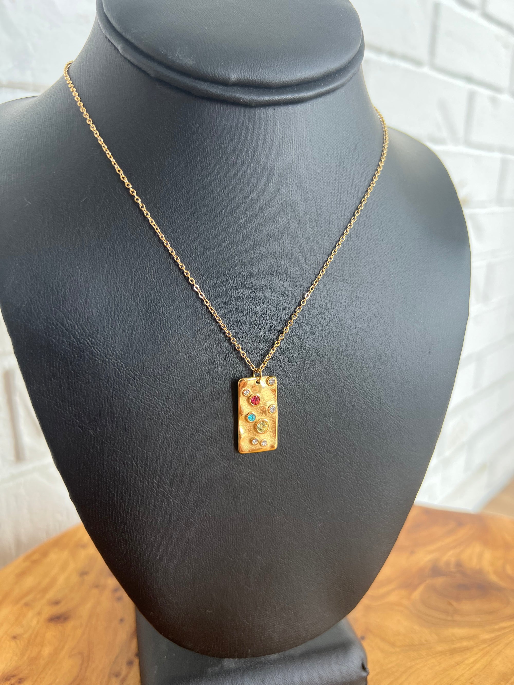 18K Colorful Diamond Pendant Necklace