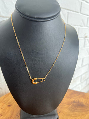 18K Safety Pin Necklace