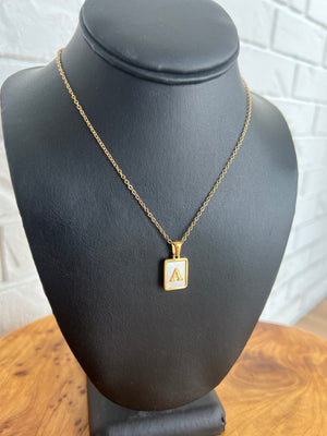 18K White Initial Pendant Necklace