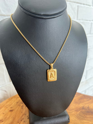 18K Initial Card Necklace