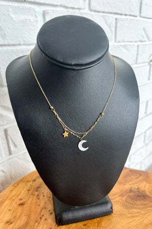 18K Moon and Stars Necklace