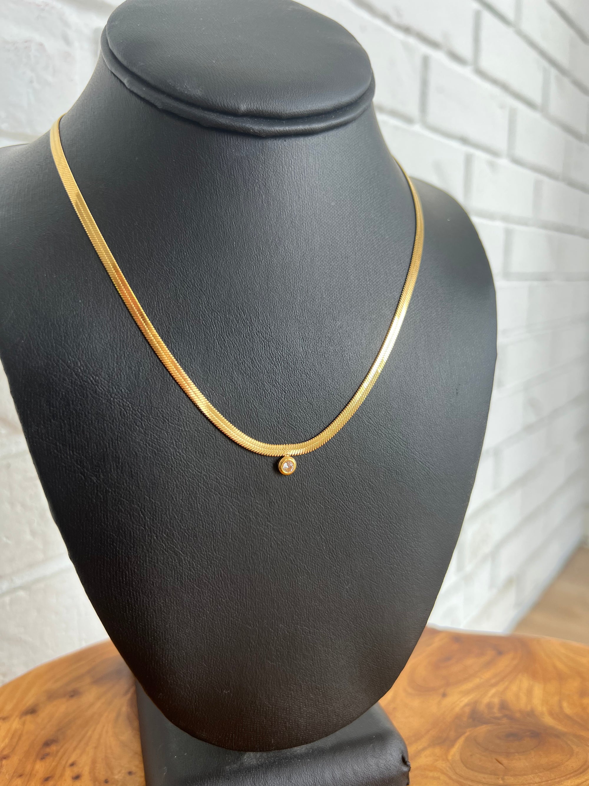 18K Dainty Diamond Herringbone Necklace