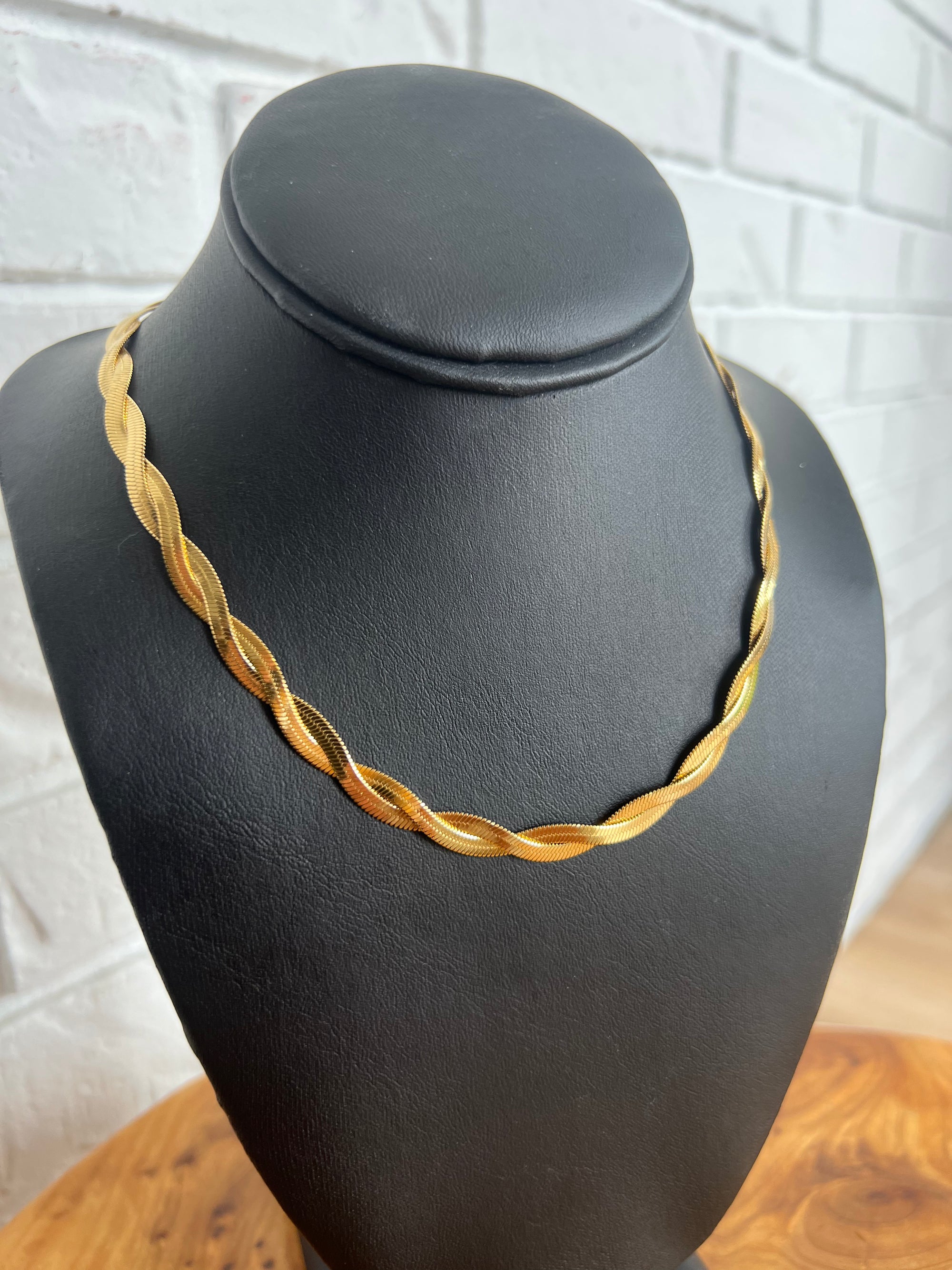 18K Braided Herringbone Necklace