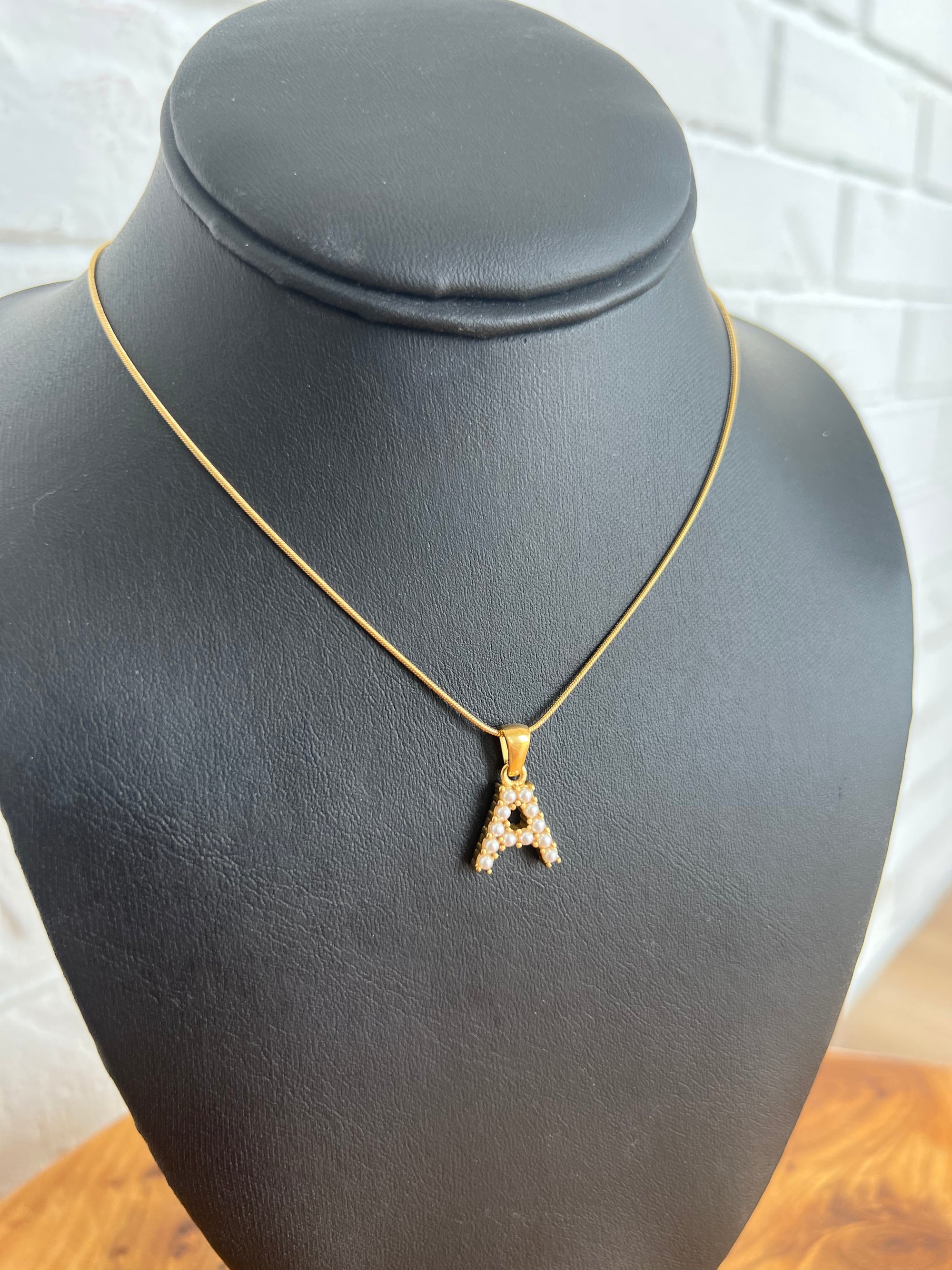18K Pearl Initial Pendant Necklace