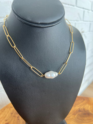 18K Pearl Chain Necklace