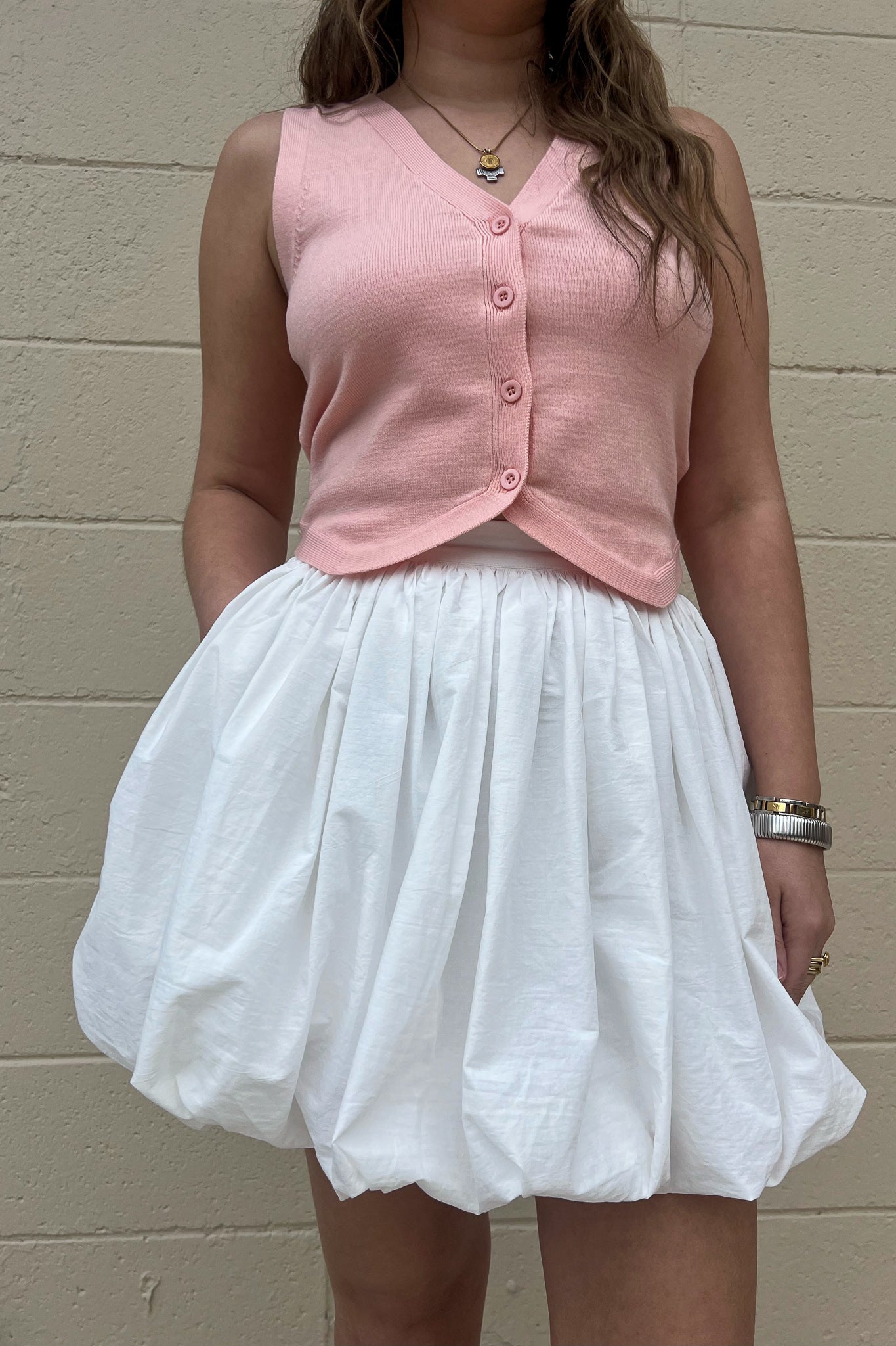 Poplin Bubble Mini Skirt