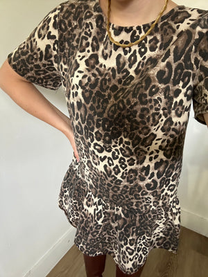 Denim Leopard Mini Dress