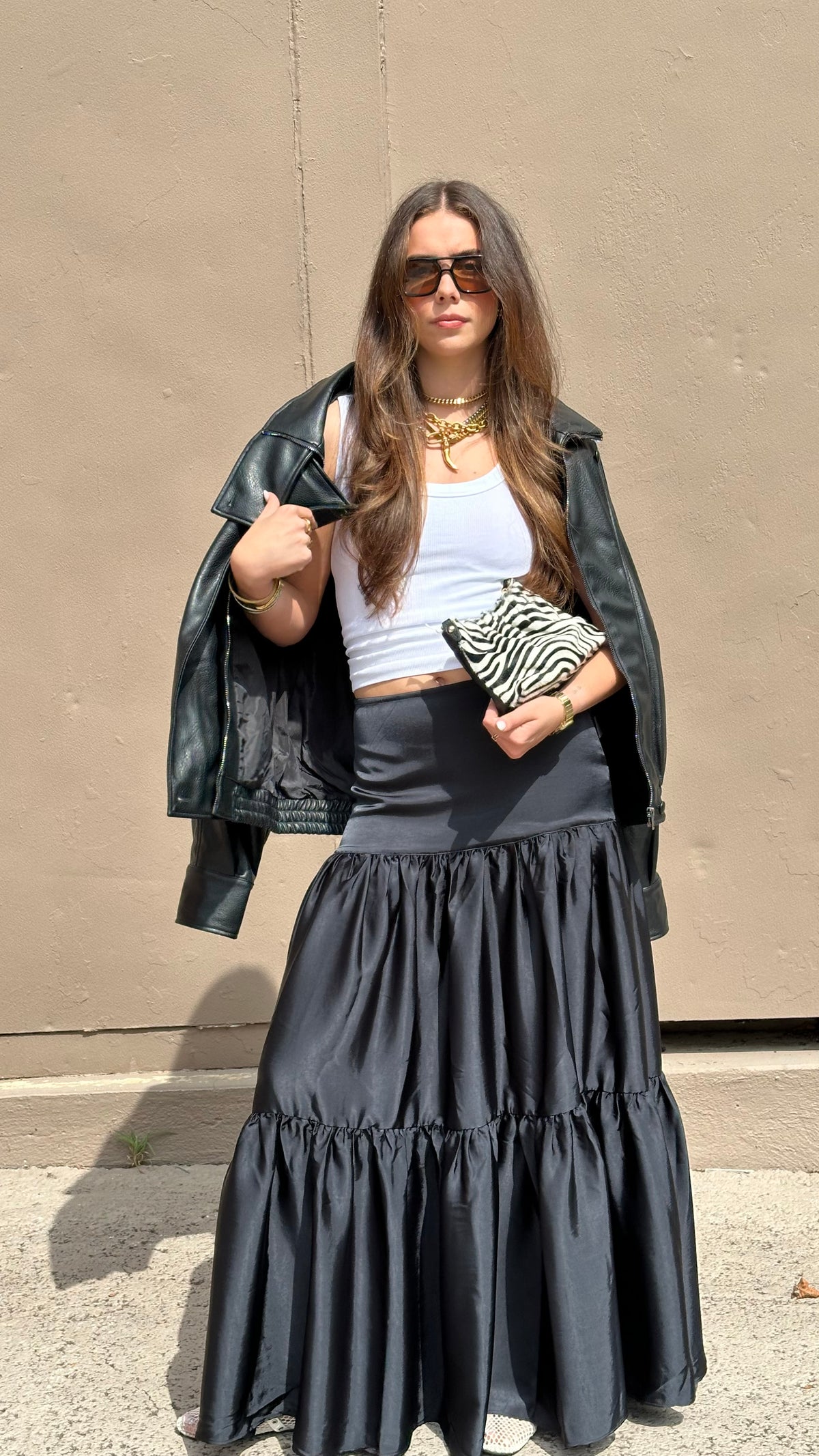 Free People - Juliette Satin Maxi Skirt - Black