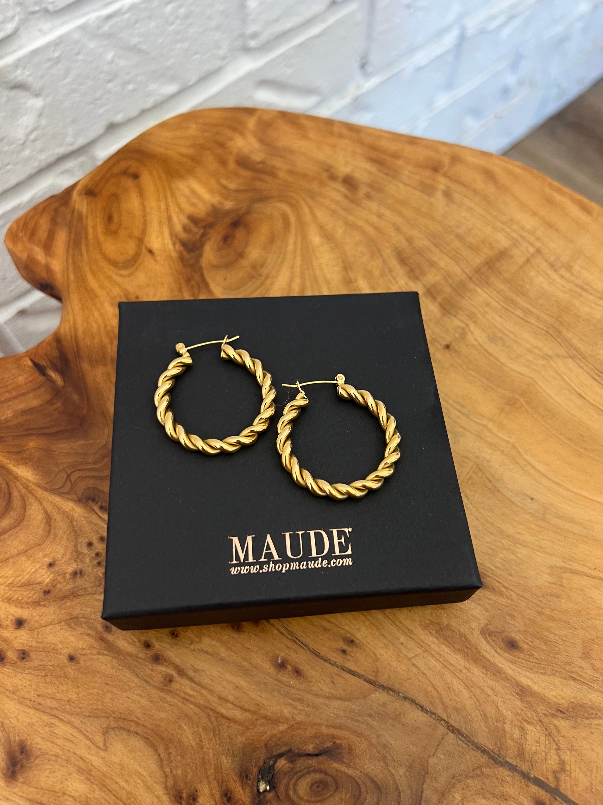 18K Large Twisted Gold Earrings