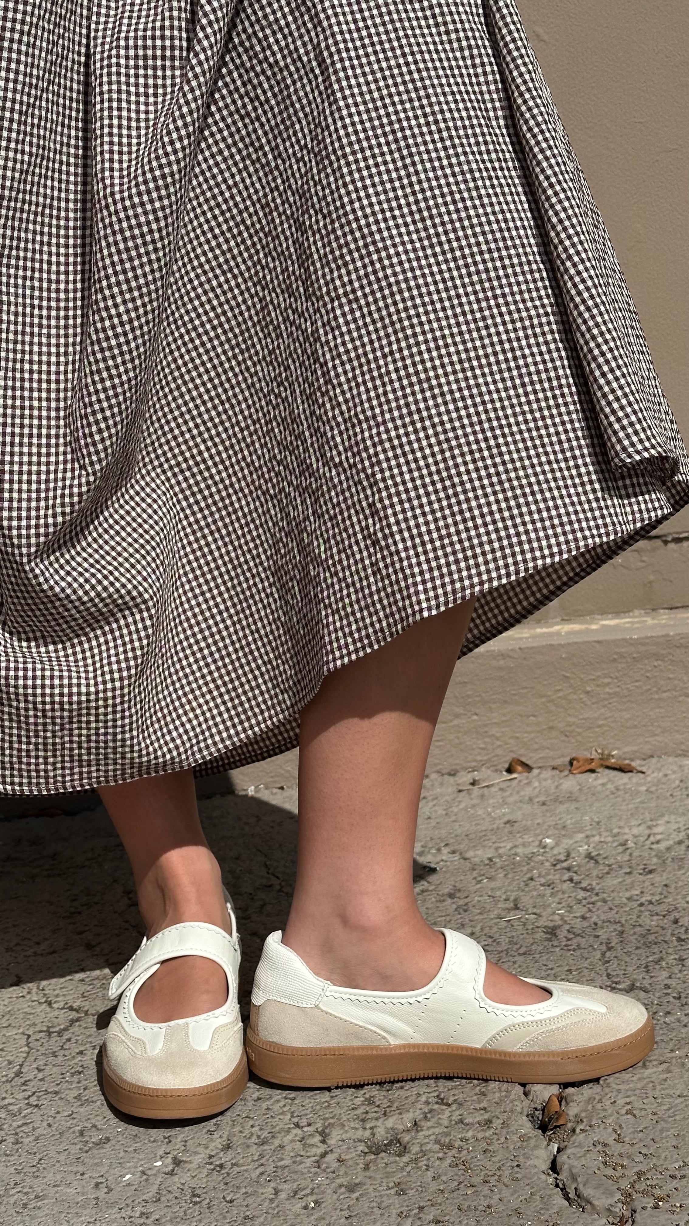 Gingham Midi Skirt - Brown