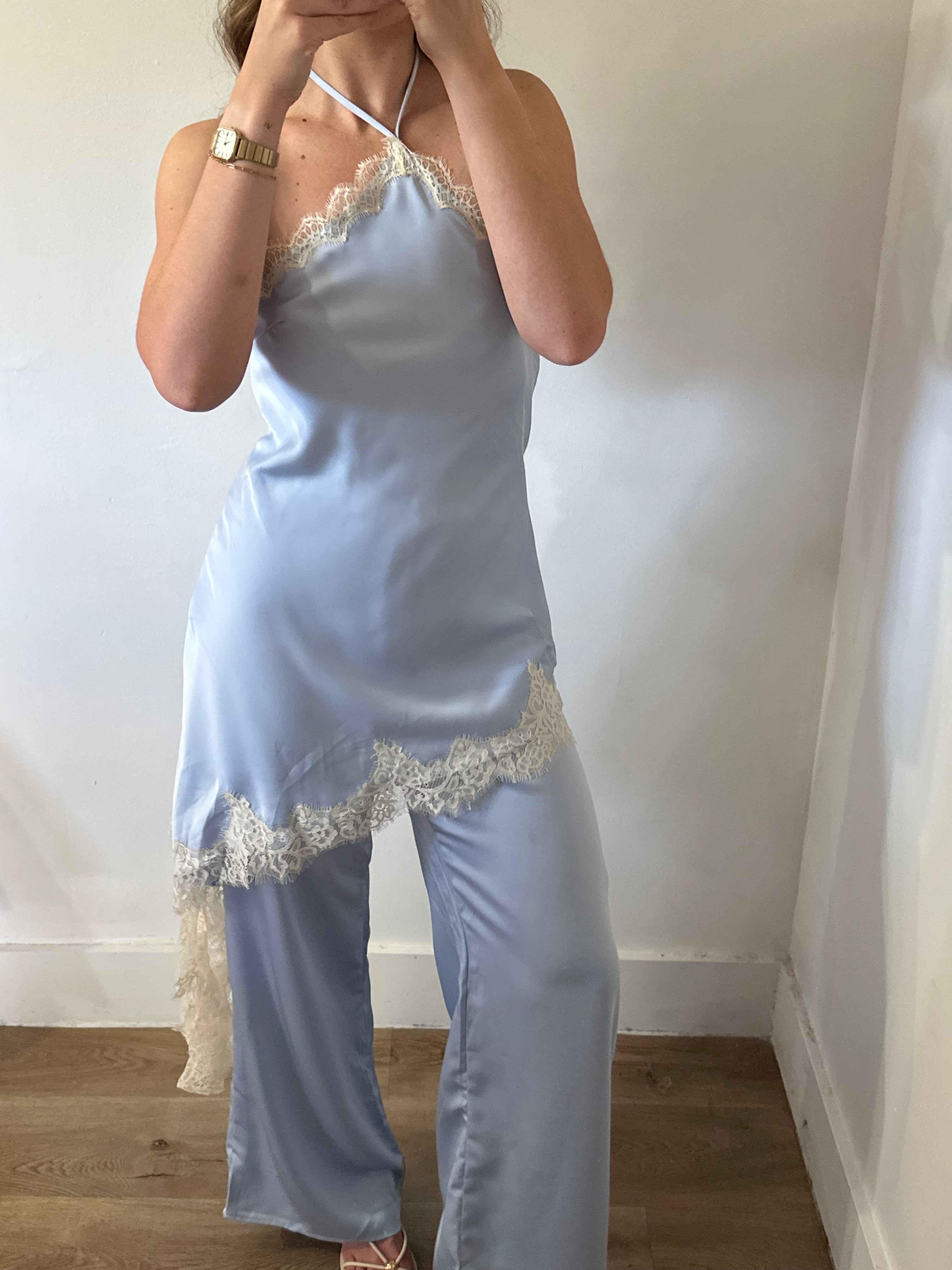 Satin Lace Halter Jumpsuit