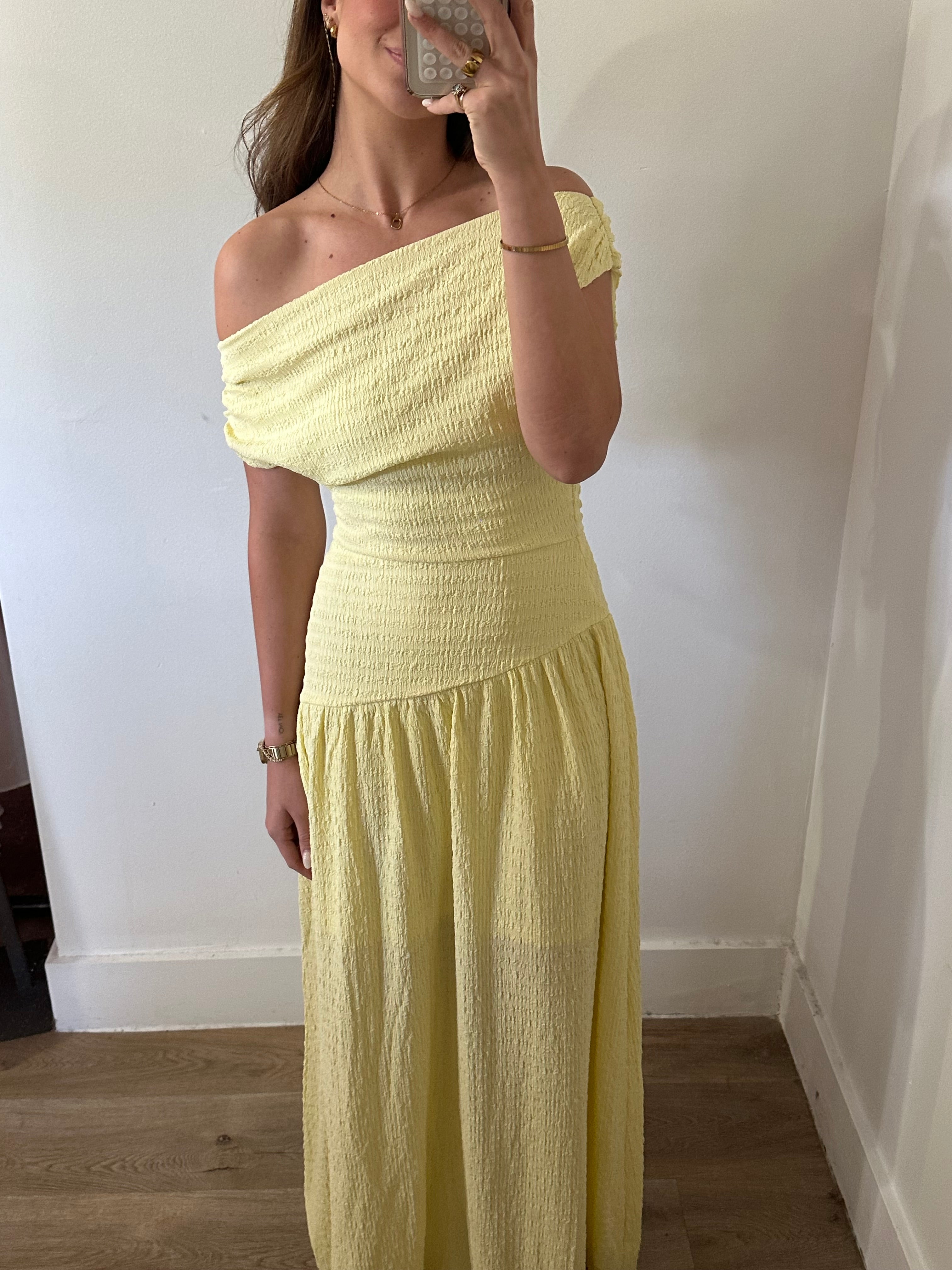 One Shoulder Ruched Maxi Dress
