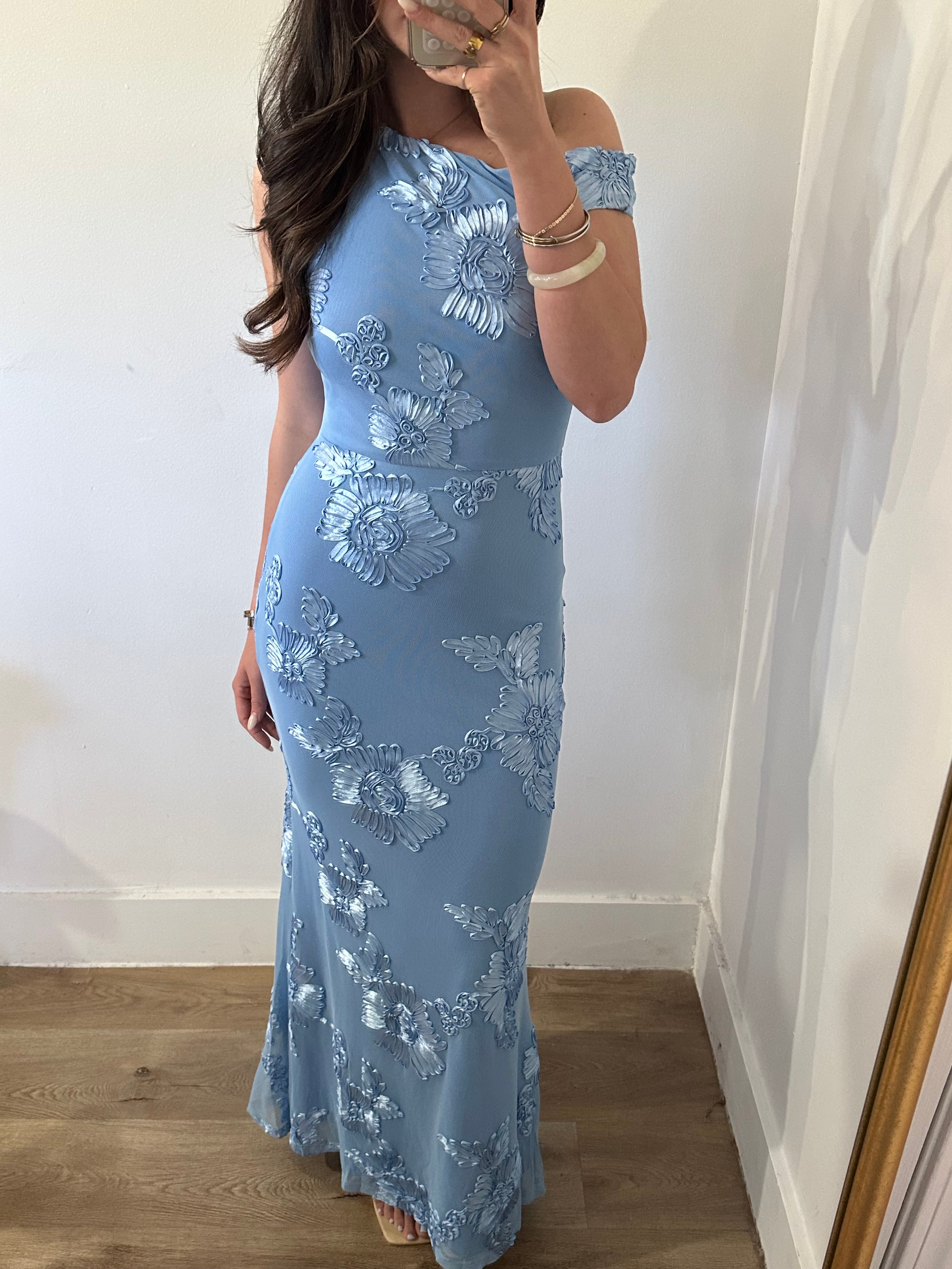 Asymmetrical One Shoulder Floral Maxi Dress