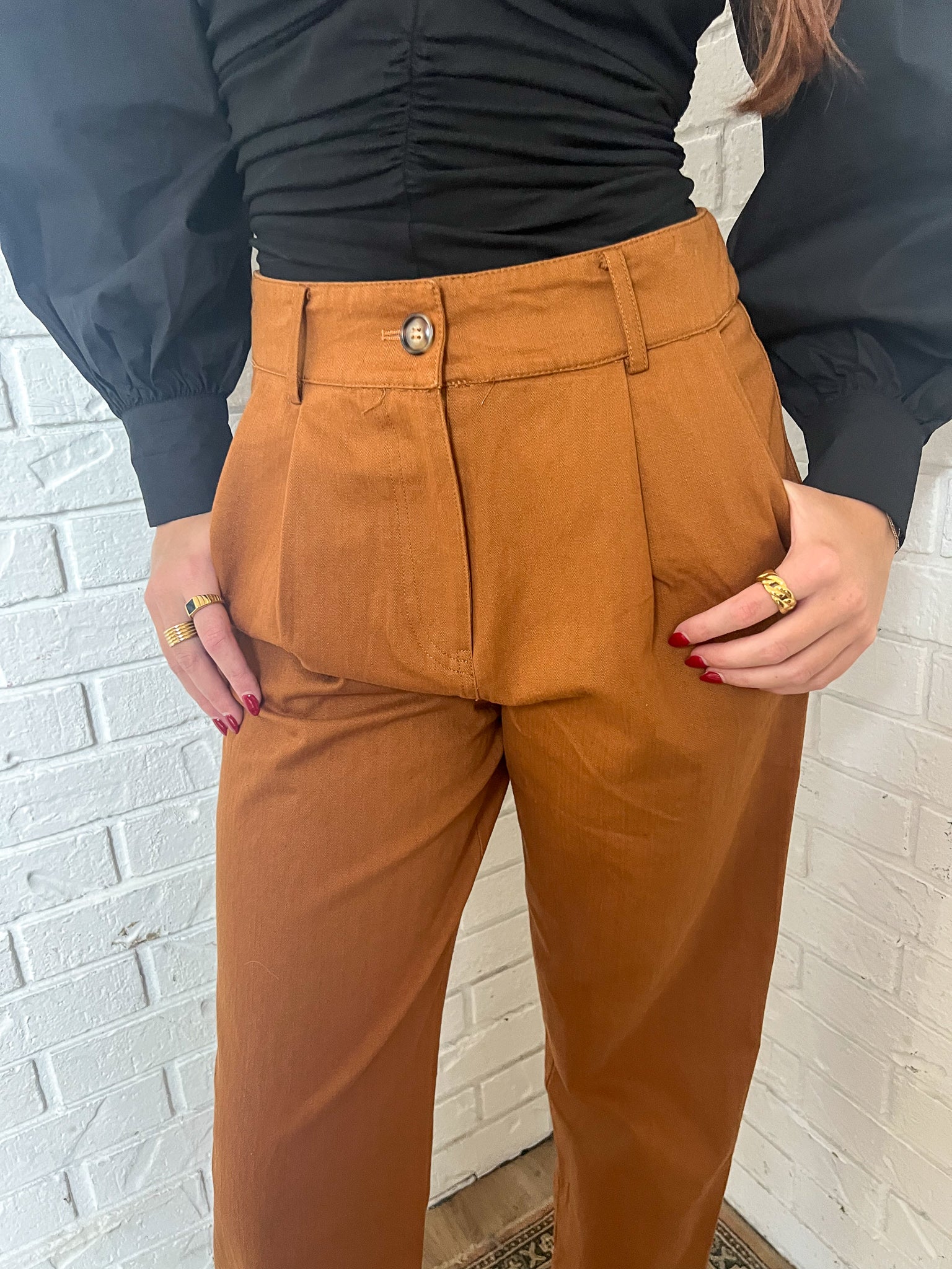 Buy IQRAAR Cotton Blend Trouser Pant for Women (Orange) at Amazon.in