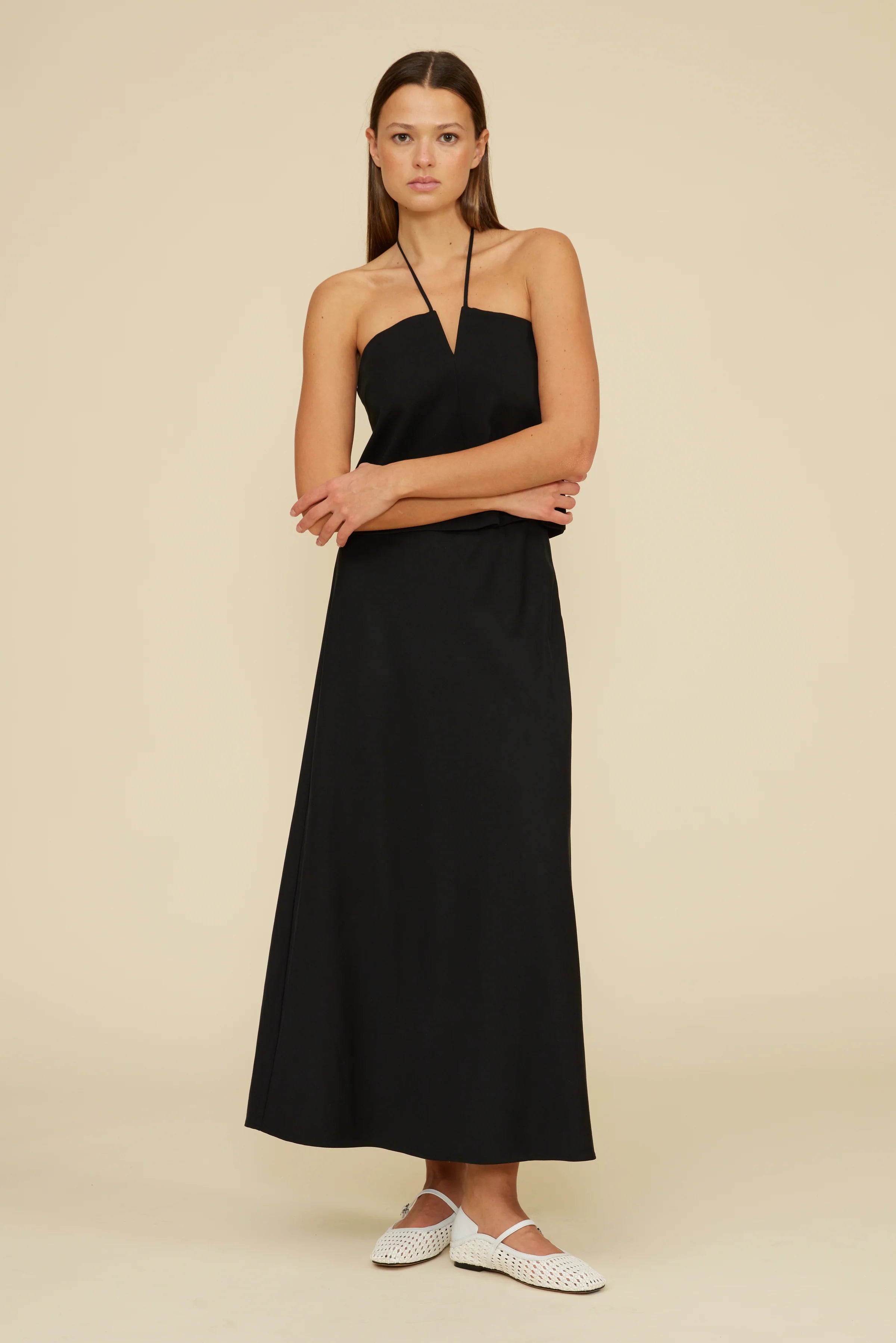 Stassi Bias Midi Skirt - Black