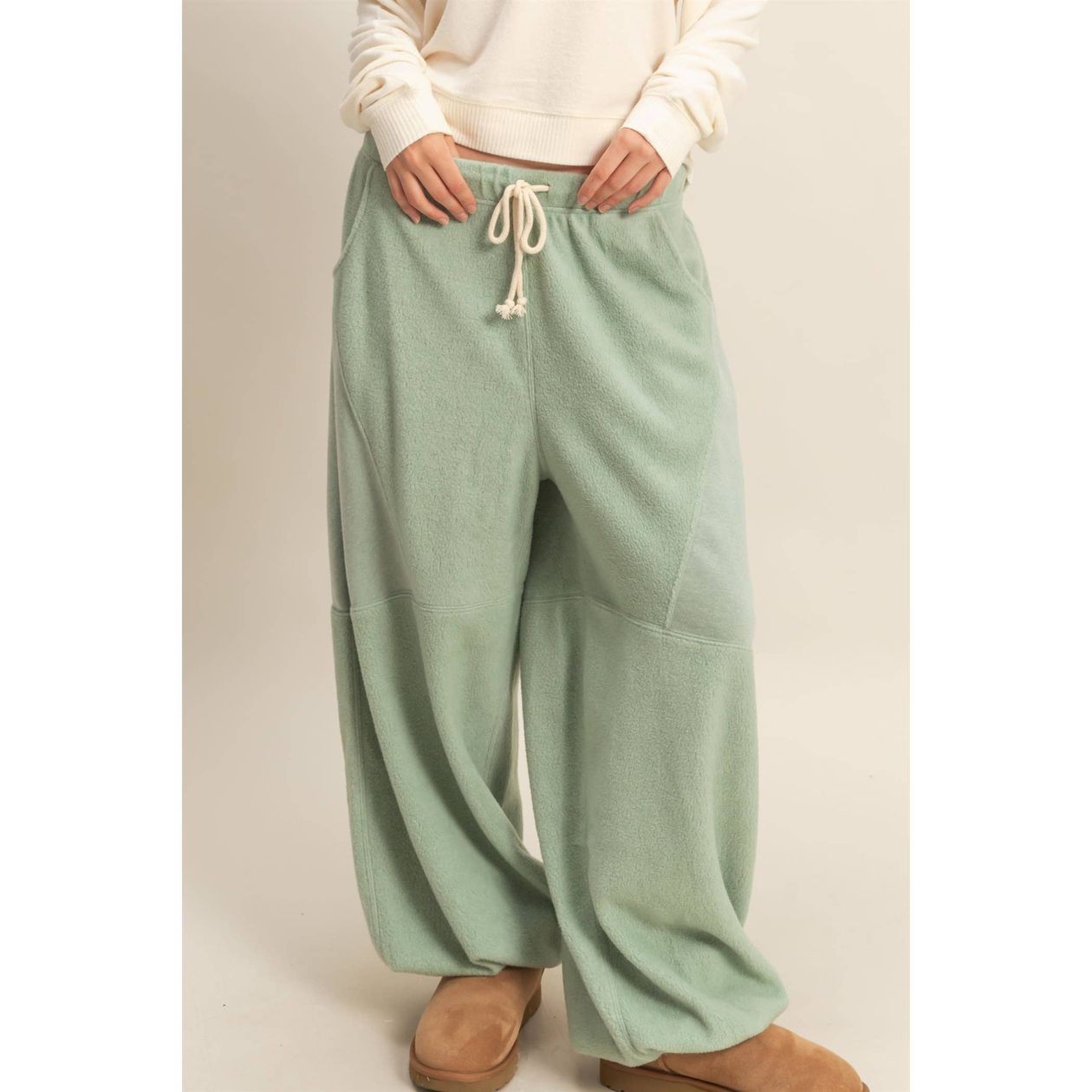 Cozy Contrast Sweatpants - Sage