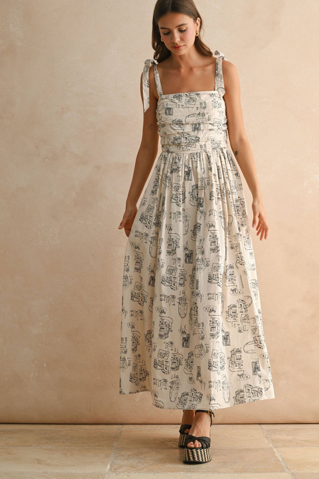 City Print Maxi Dress