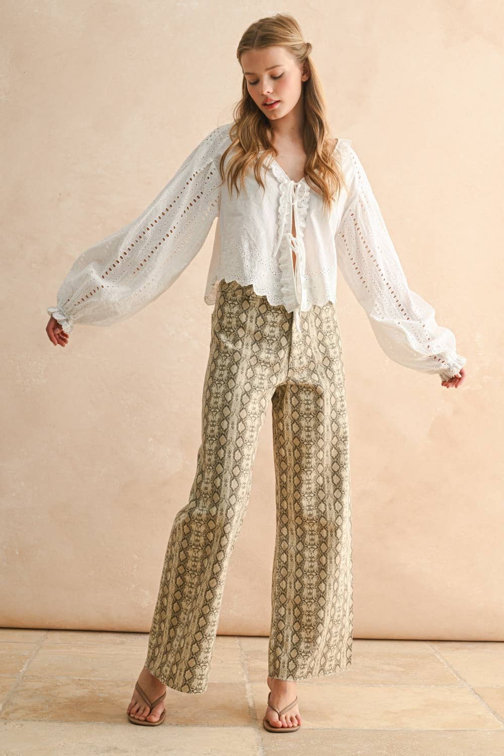 Embroidered Long Sleeve Blouse