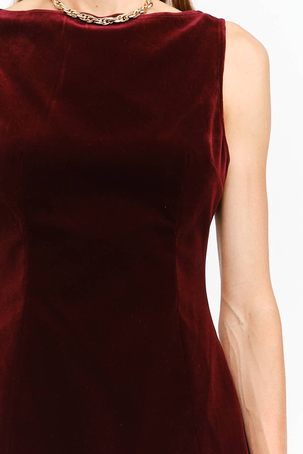 Carmine Velvet Mini Dress - Burgundy