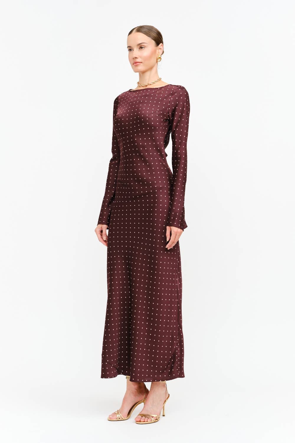 Georgie Polka Dot Dress - Burgundy