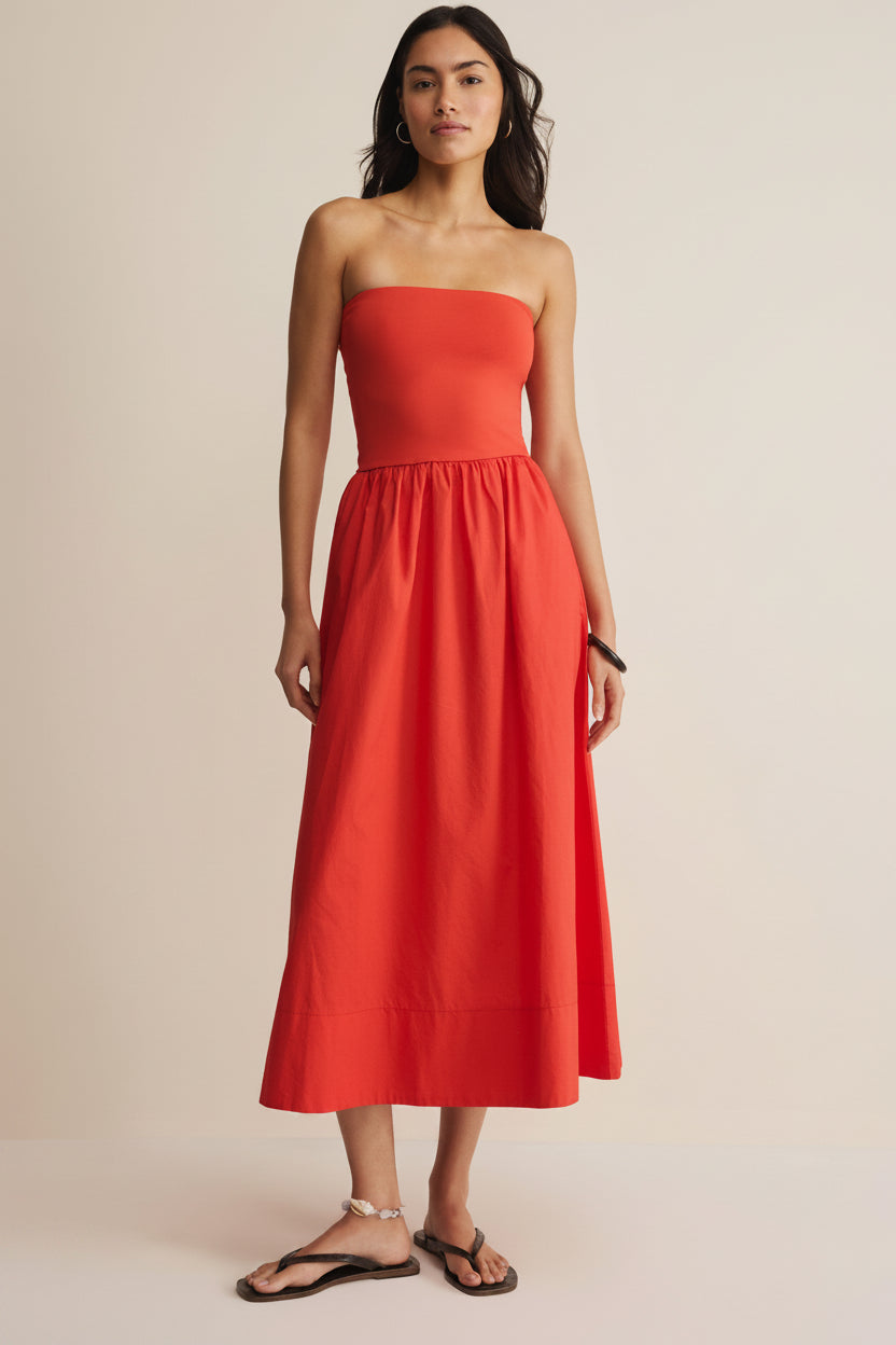 Z Supply Sunsought Strapless Midi Dress