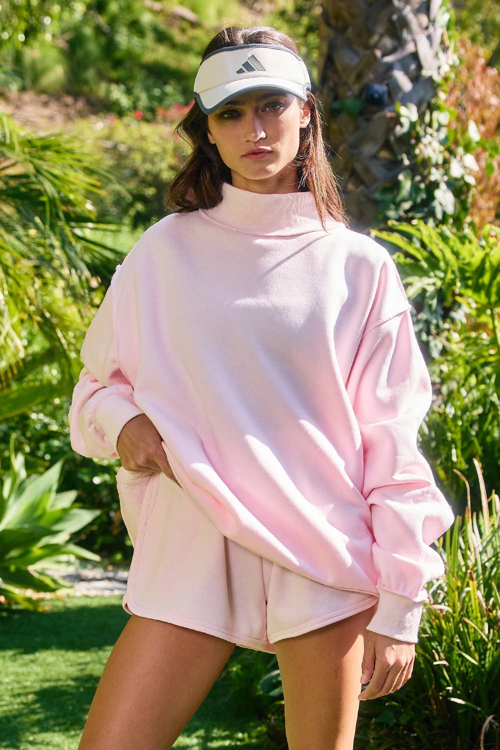 Reversible Mock Neck Sweatshirt - Ballet Pink