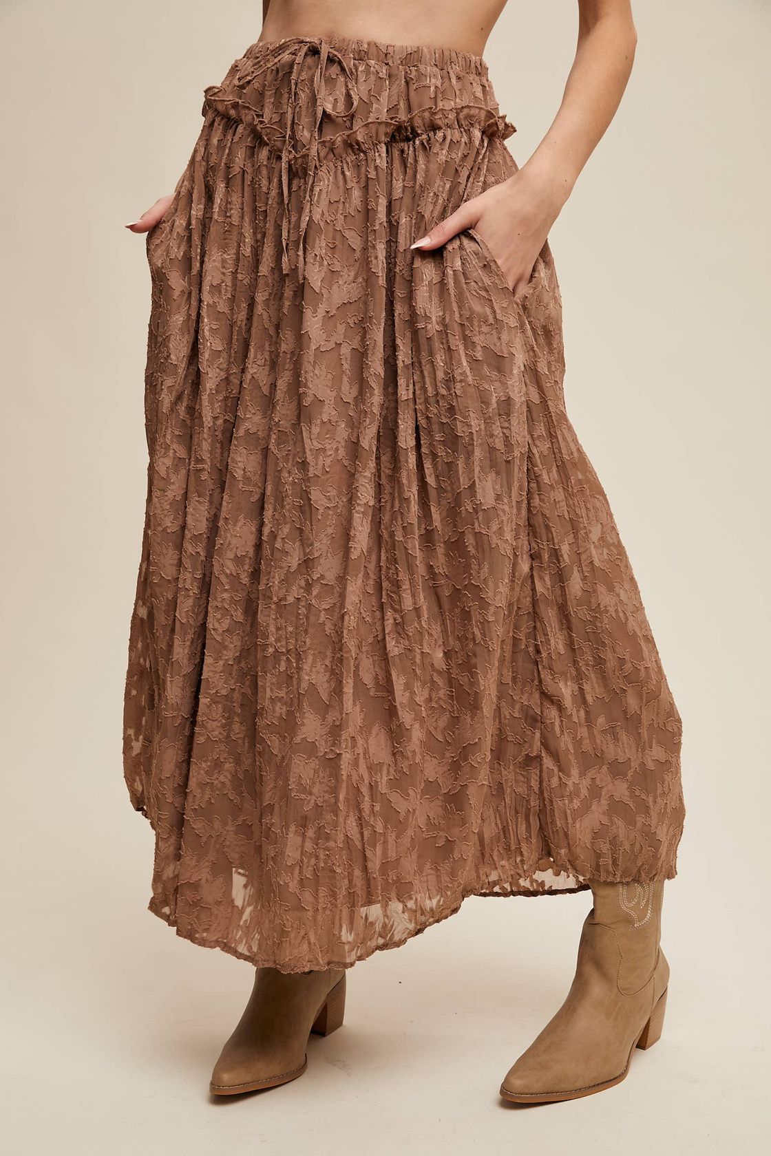 Floral Maxi Skirt - Brown