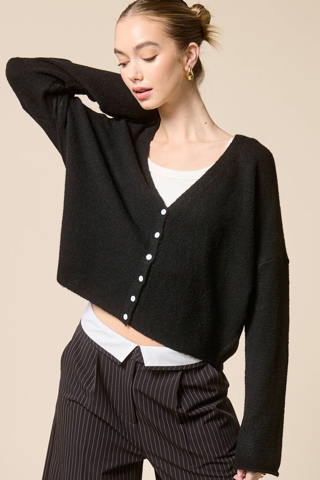 Carolyn V-Neck Cardigan - Black