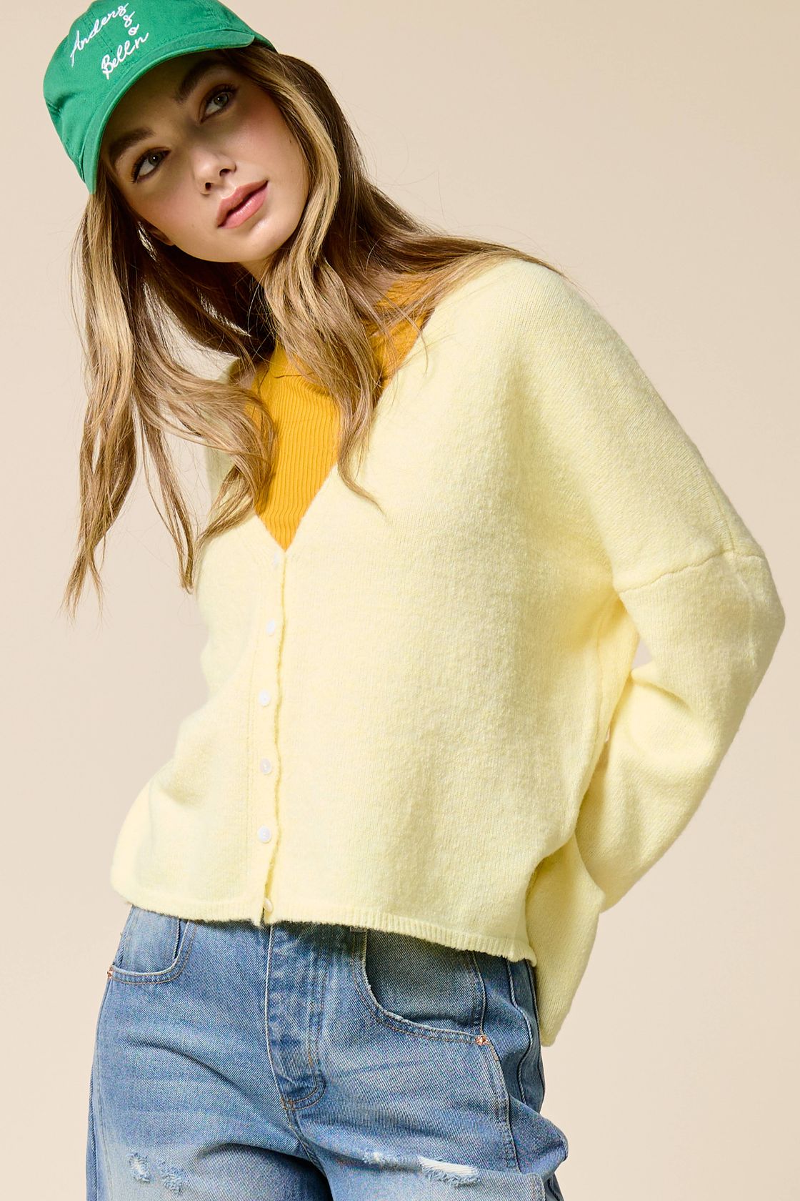 Carolyn V-Neck Cardigan - Butter