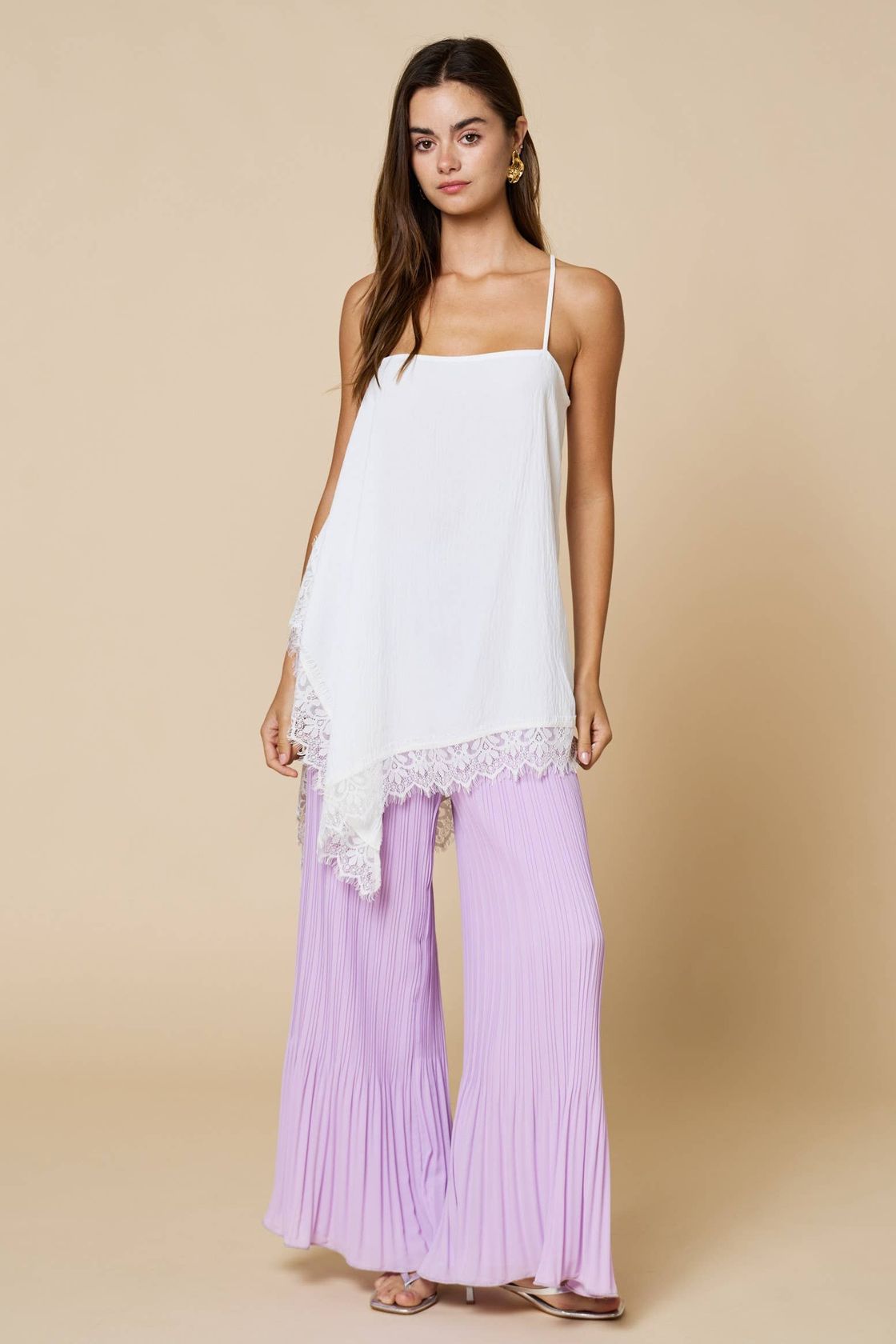 Asymmetrical Lace Trim Cami