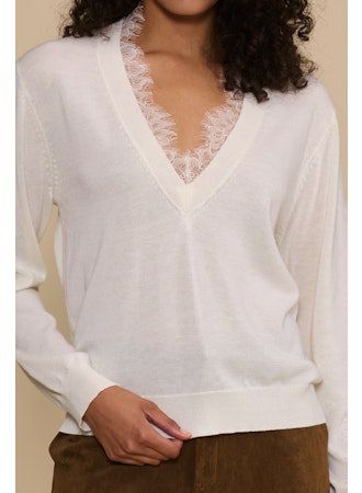 Marty Lace Trim Knit Top