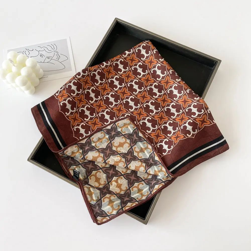 Elegant Flower Print Long Satin Scarf