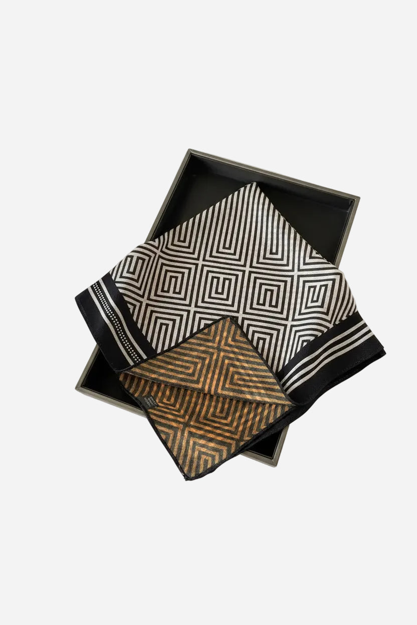 Geometric Print Long Satin Scarf