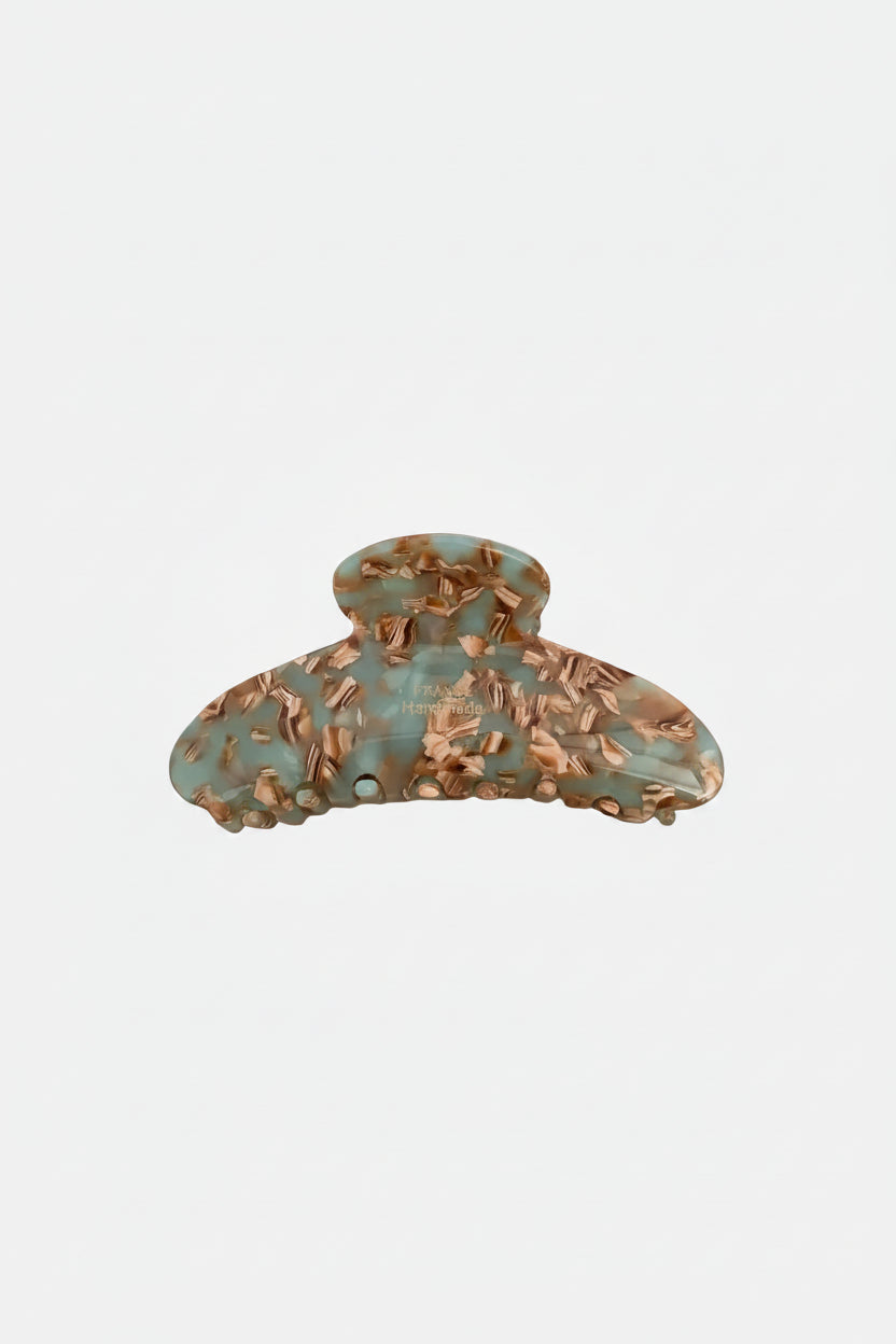 Floral Caramel and Blue Claw Clip