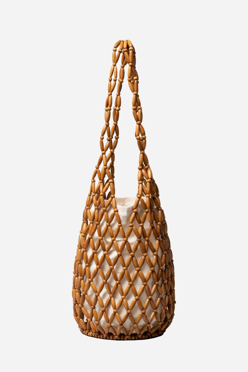 Palm Wooden Beaded Bag