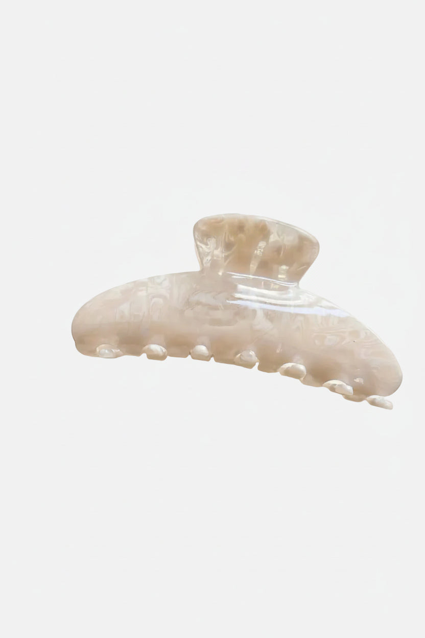 White Marble Acetate Large Rounded Claw Clip