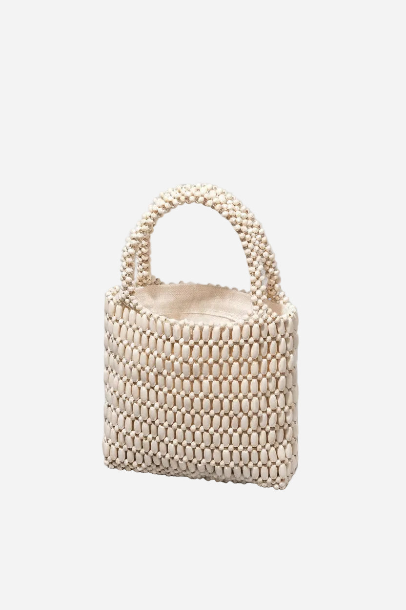 Wooden Bead Woven Handbag