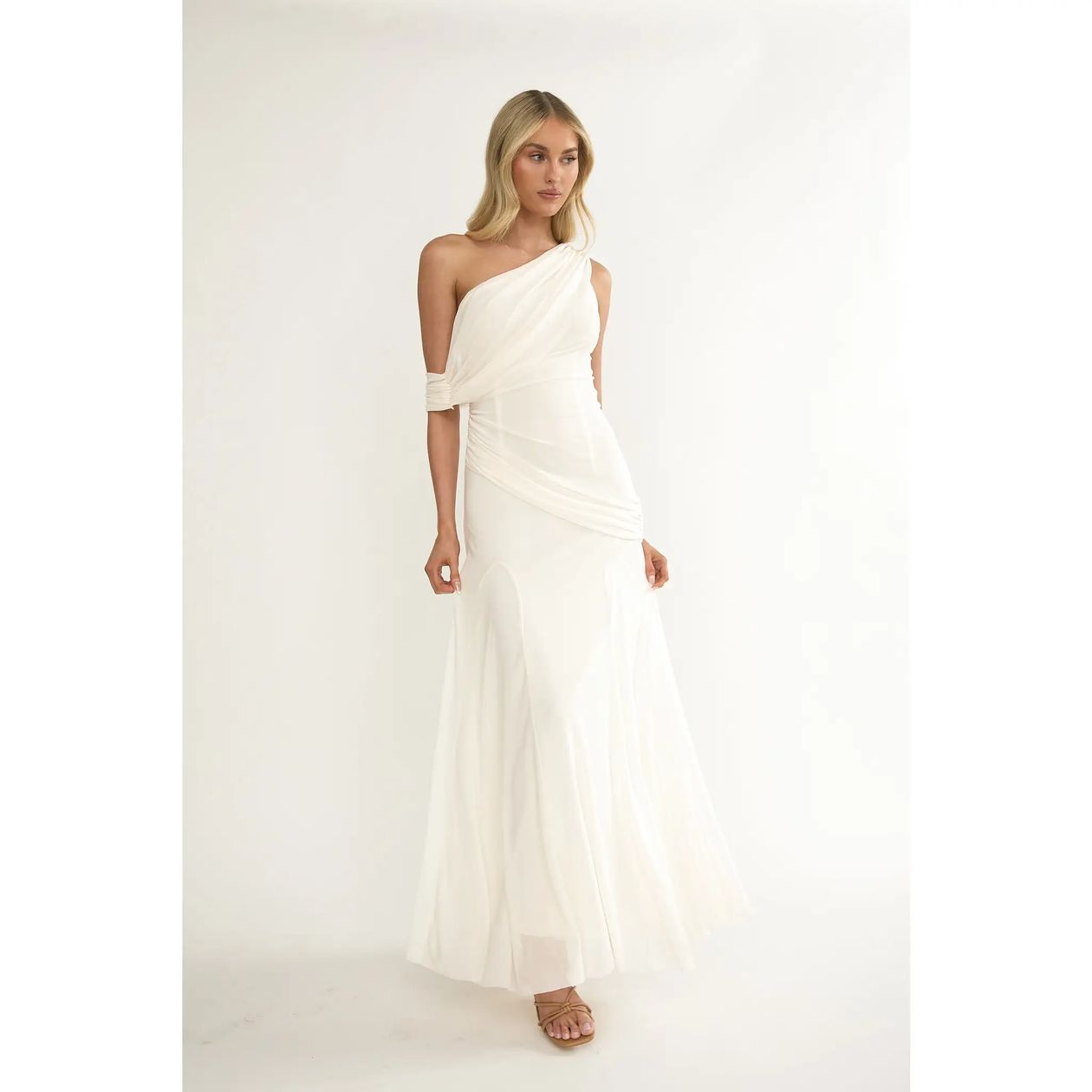 One Shoulder Wrap Maxi Dress