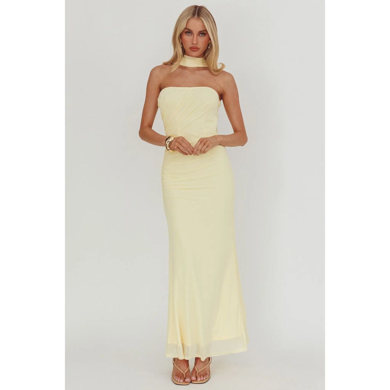 Strapless Chiffon Maxi Dress