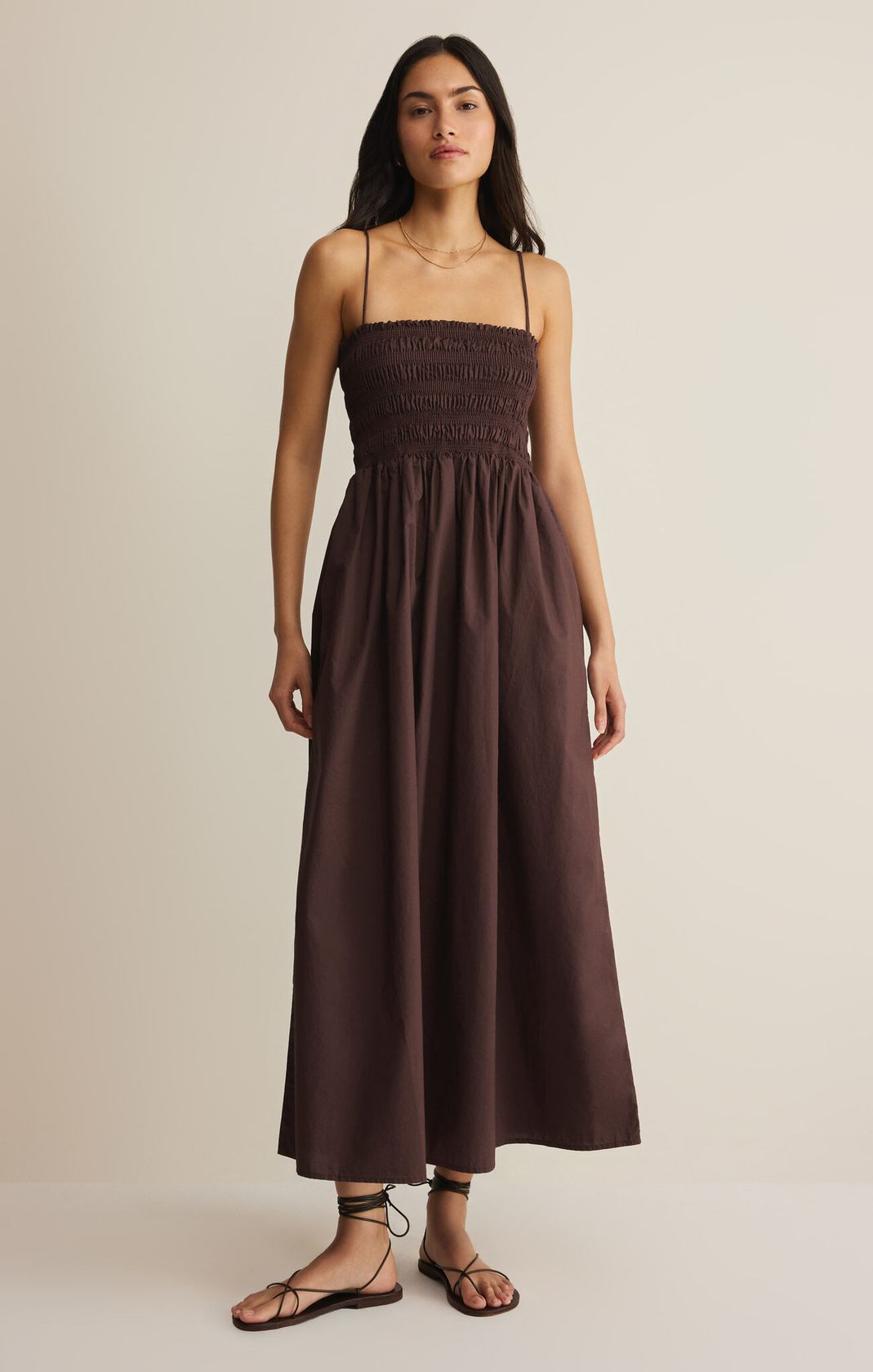 Z Supply Cornelia Poplin Maxi Dress - Chocolate Cherry
