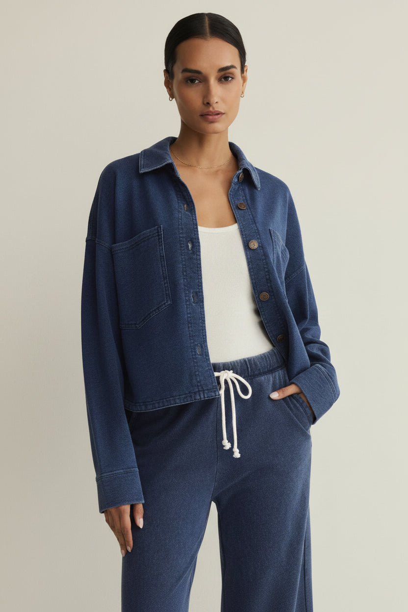 Z Supply All Day Cropped Knit Jacket - Indigo